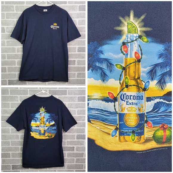 Corona Other - Corona Extra Cerveza Beer Promotional T-Shirt Holiday Chistmas Graphic Men's L